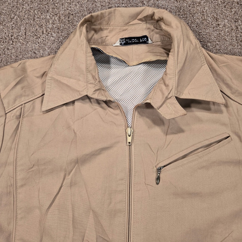 Vintage London Fog Harrington Jacket Mens 38 Reg Tan Full Zip Mesh Lined Casual - Picture 3 of 10